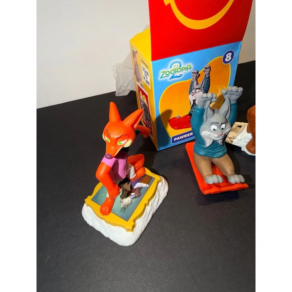 Disney Zootopia 2 McDonalds Happy Meal Toys Nick Wilde Pawbert Pelter Set of 3